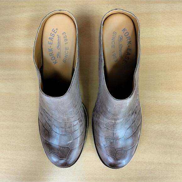 NWOT Kork-Ease Challis Genuine Leather Heeled Mule in Dark Brown Croc Print Sz 7 - Picture 9 of 15